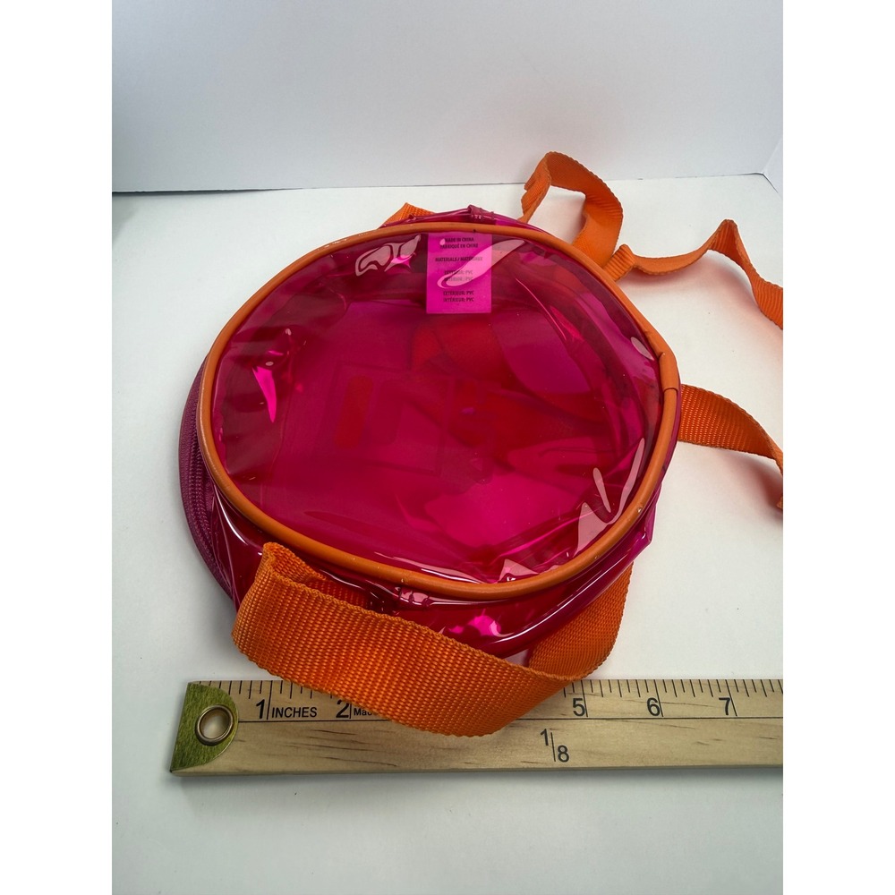 Fila Mini Backpack Pink Clear PVC Round Festival Bag Orange Straps See Through - Picture 5 of 5